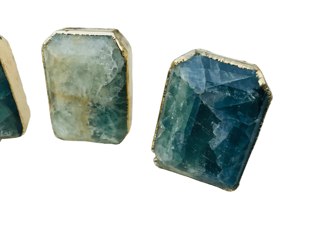 Green Fluorite Quartz Cabinet Door Pull Handle - Set of 4