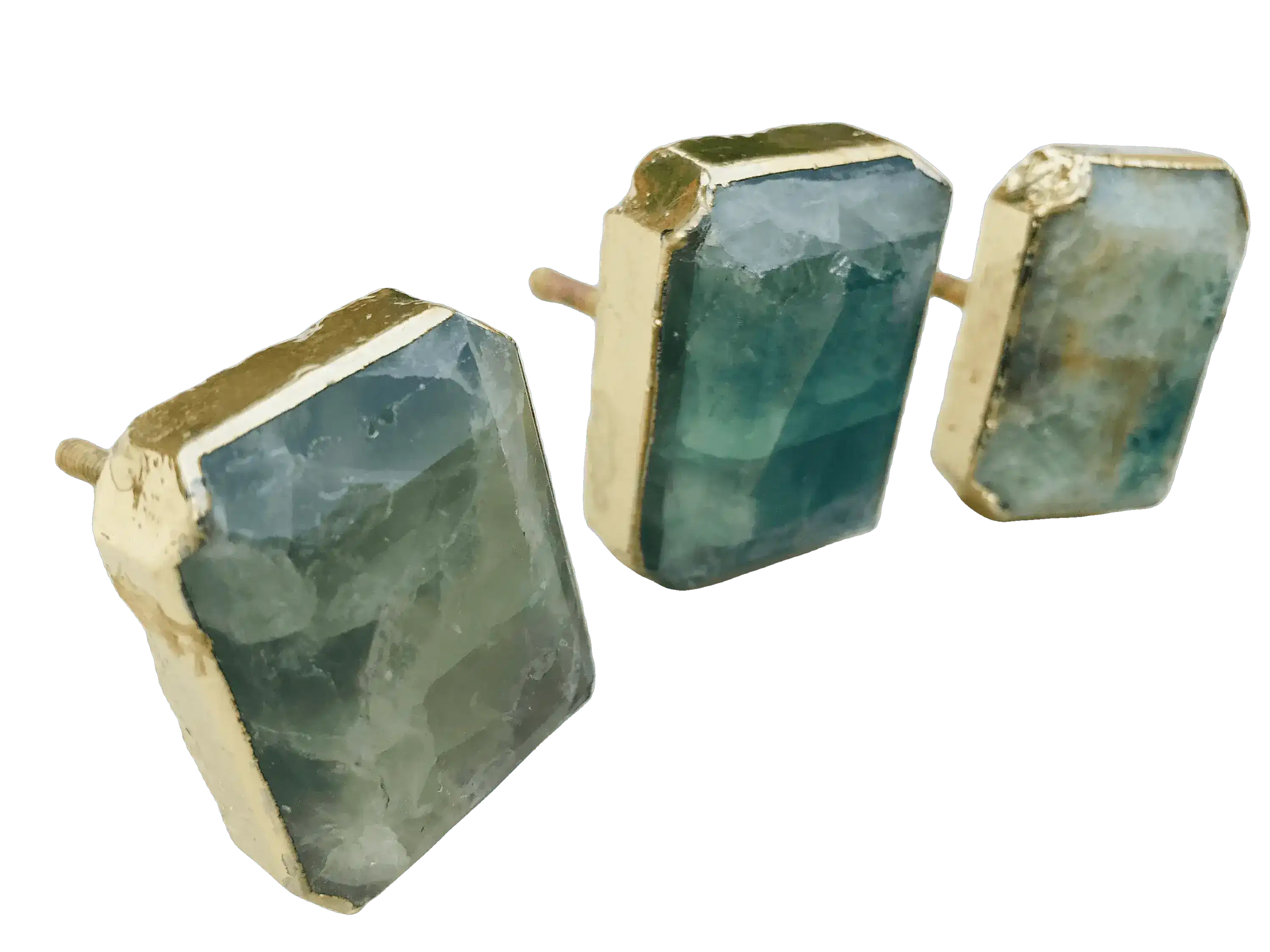 Green Fluorite Quartz Cabinet Door Pull Handle - Set of 4
