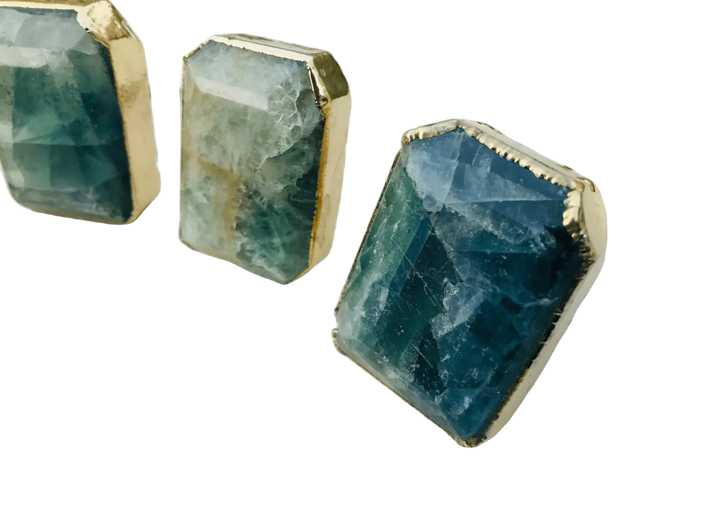 Green Fluorite Quartz Cabinet Door Pull Handle - Set of 4