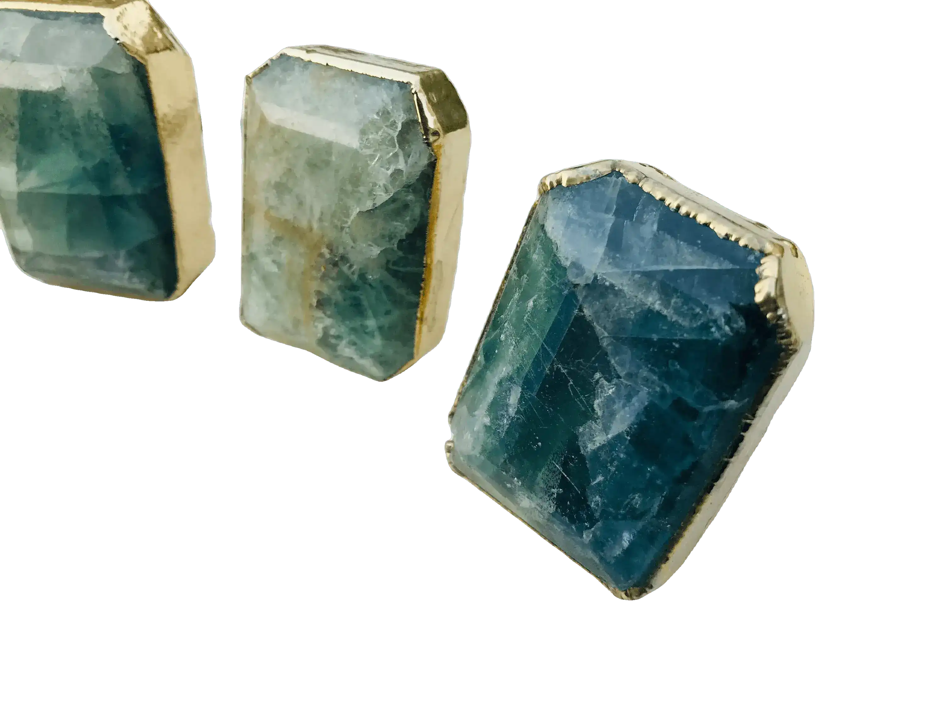 Green Fluorite Quartz Cabinet Door Pull Handle - Set of 4