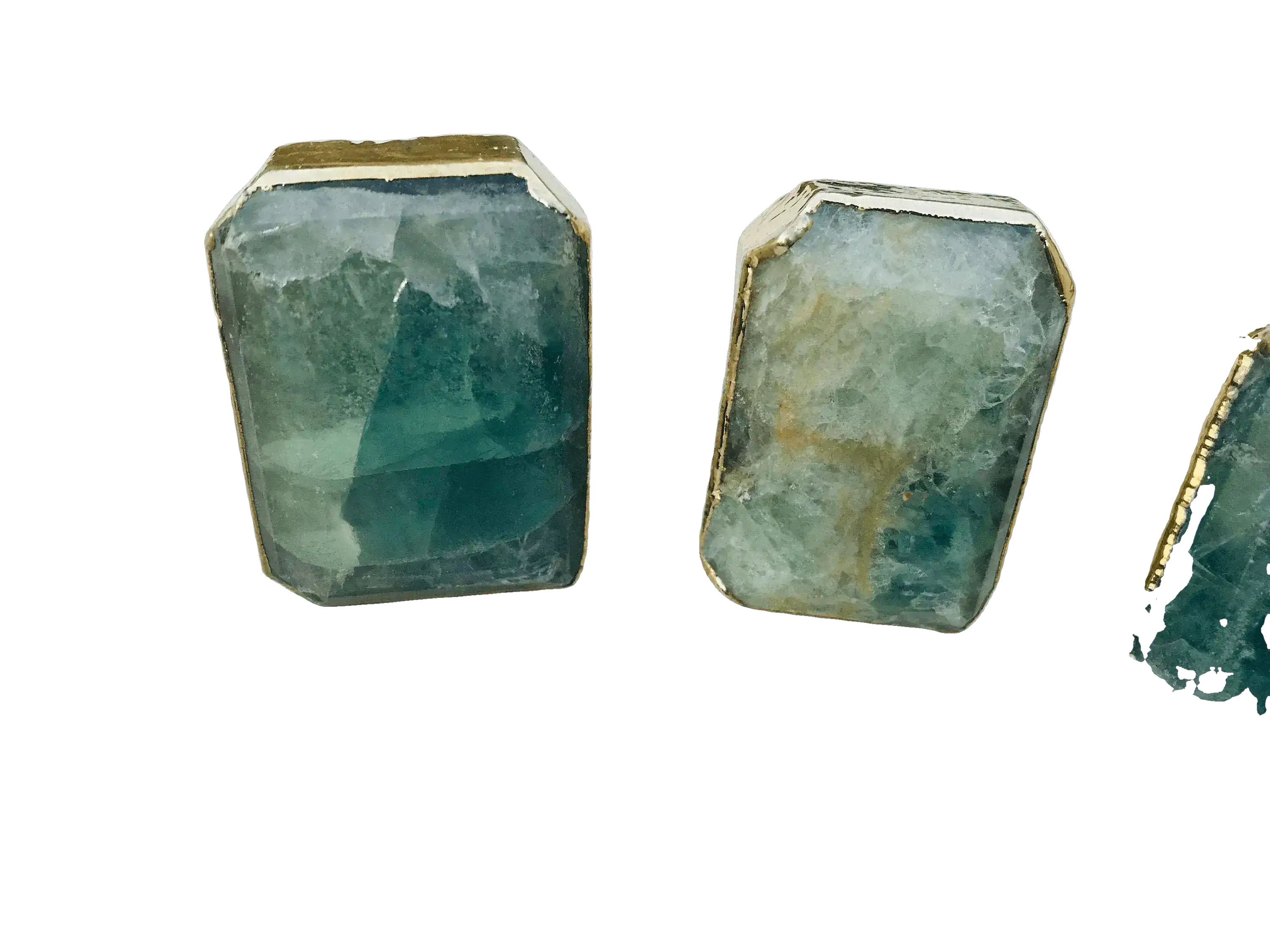 Green Fluorite Quartz Cabinet Door Pull Handle - Set of 4