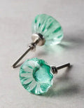 Green Glassware Flower Kitchen Cabinet Knob