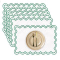 Green Wavy Embroidered Scalloped Placemats