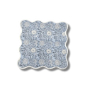 Hand Block Light Blue and Off White Scallop Cotton Napkins