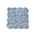 Hand-Block Light Blue Flower Scallop Cotton Napkins, Set of 4