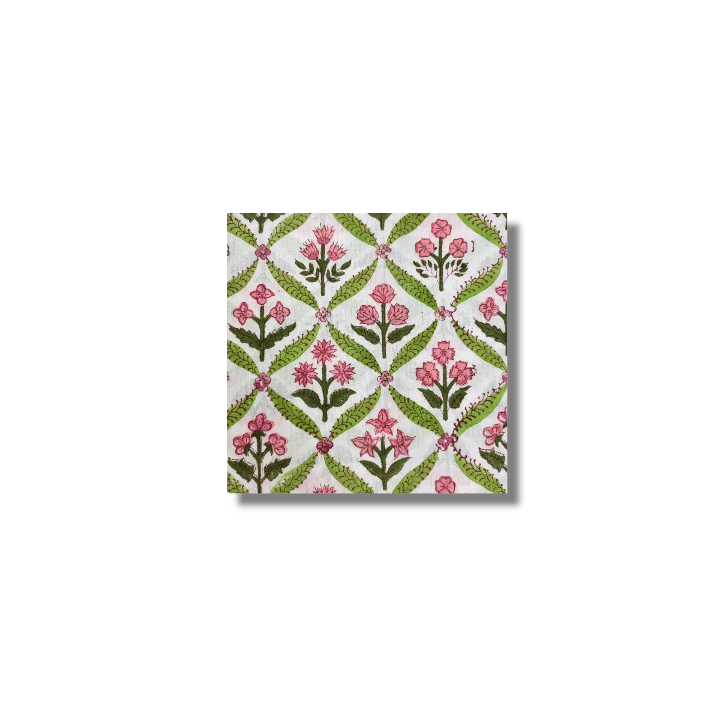 Hand-Block Print Dark Green Piping Scallop Cotton Napkins