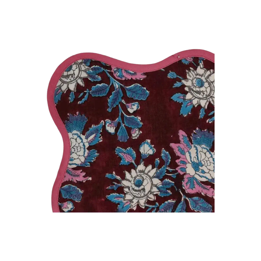 Hand Block Printed Emma Scalloped Cotton Napkins