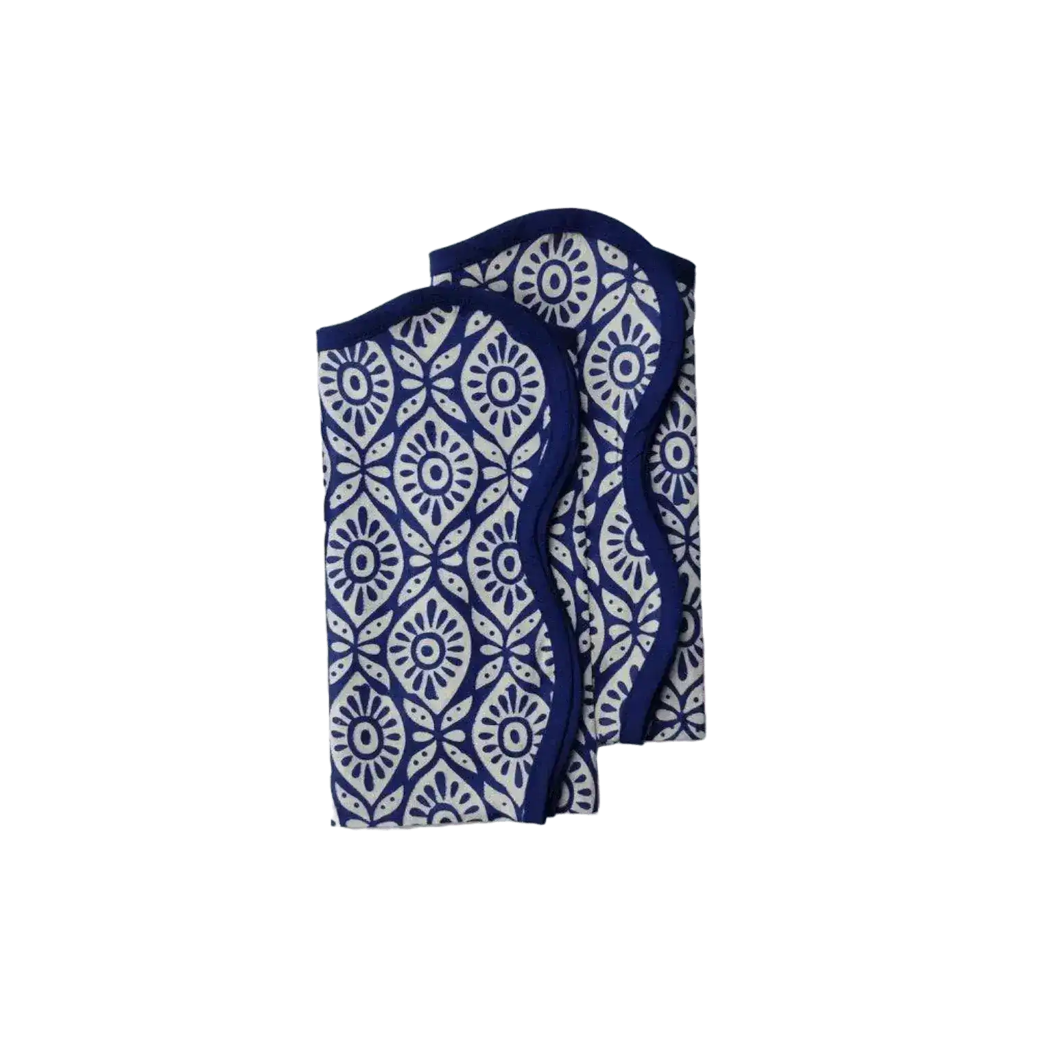 Hand Block Printed Eyelet Blue Cotton Napkin Set