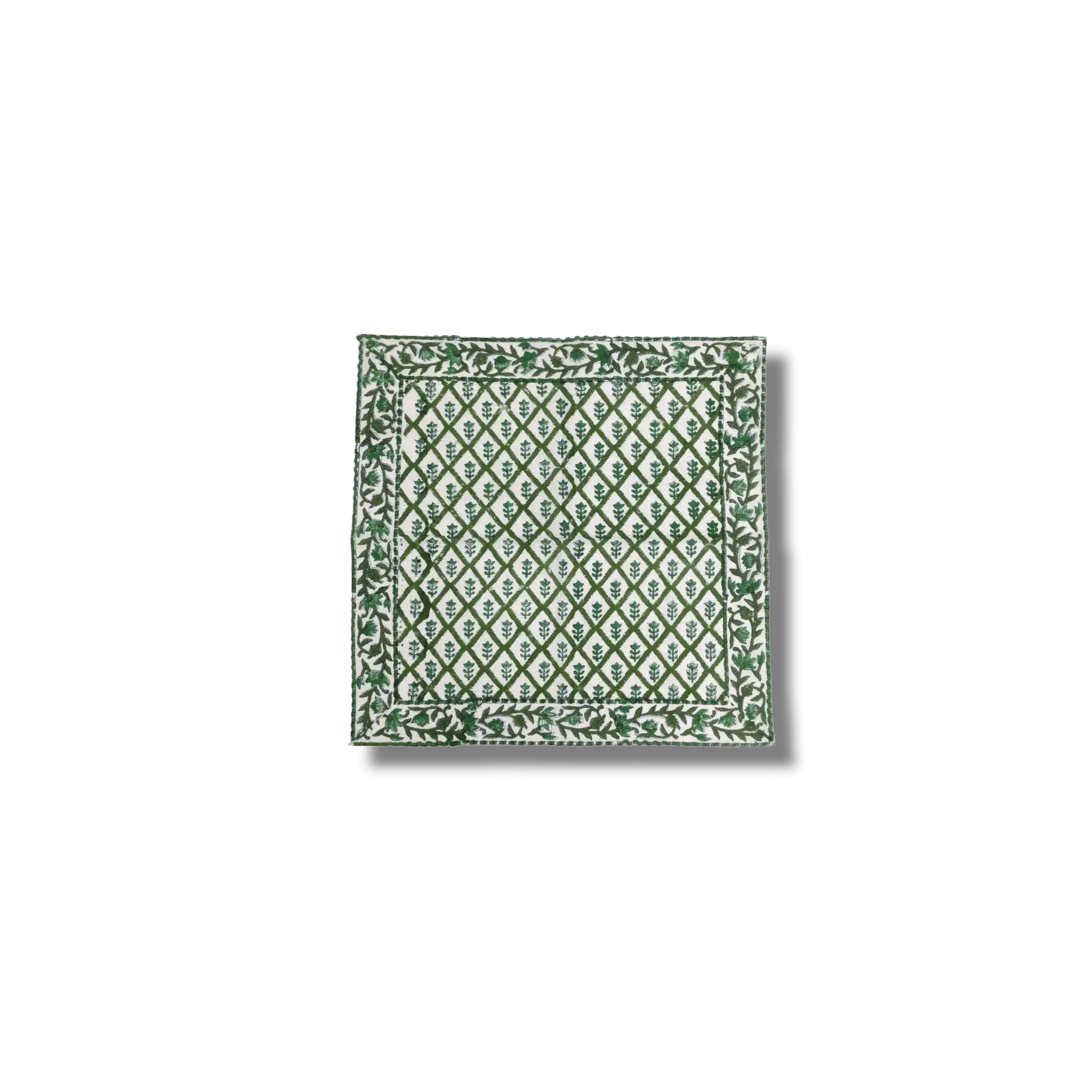 Hand Block Printed Green Trees Cotton Napkins