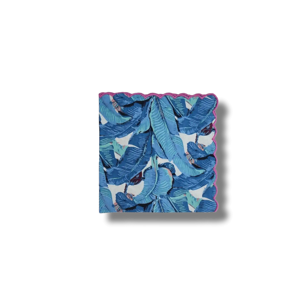 Hand Block Printed Tahiti Scalloped Cotton Napkins