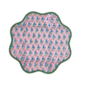 Hand Blocked Floral Scalloped Round Placemats