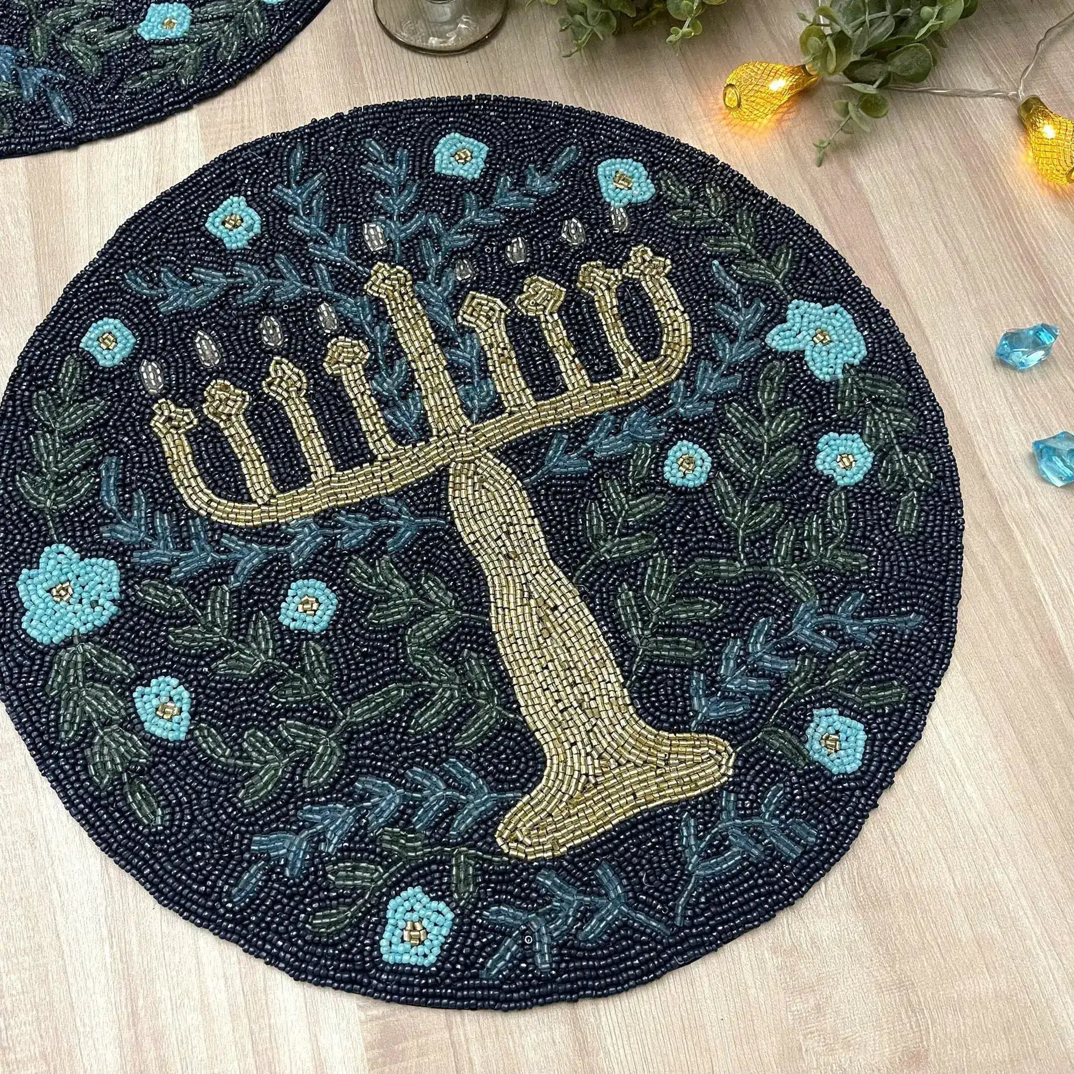 Hanukkah Round Beaded Placemat