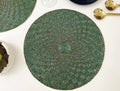Moroccan Diamond Round Beaded Placemat - Green