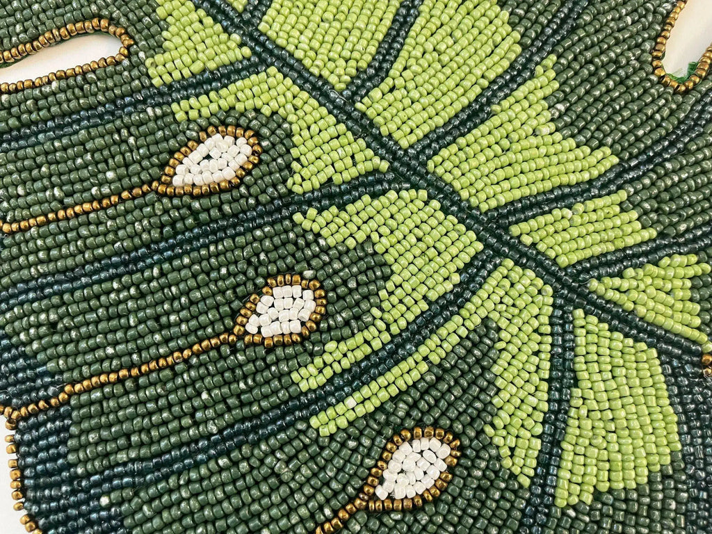 Monstera Leaf Beaded Placemat Set of 4