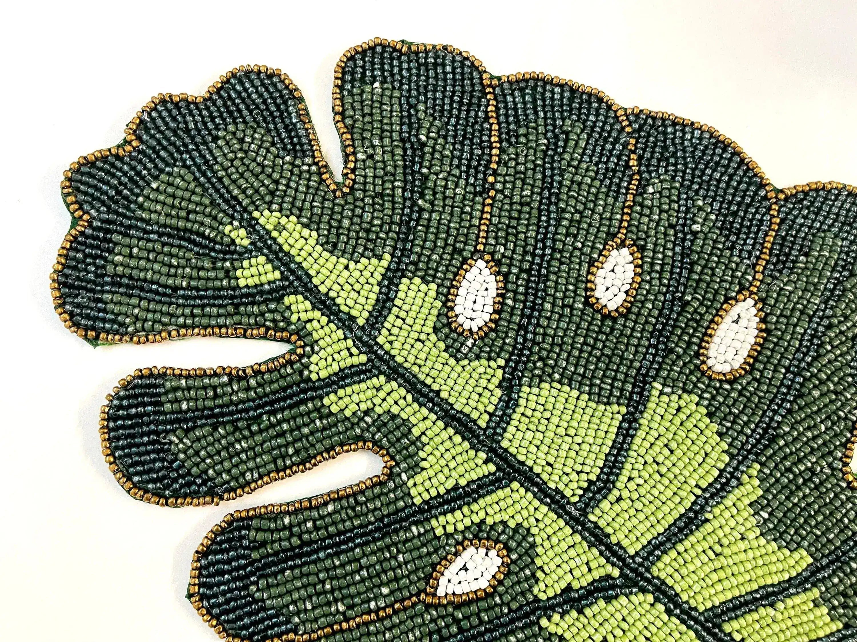 Monstera Leaf Beaded Placemat Set of 4
