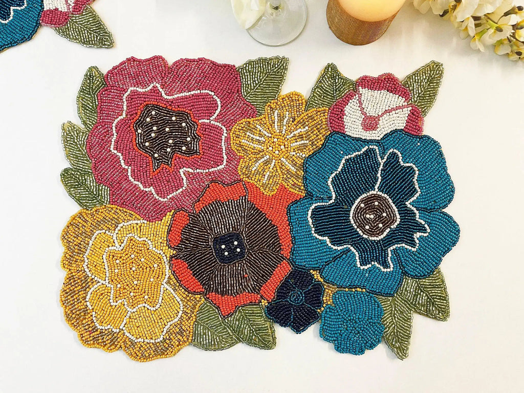 Colorful Flowers Beaded Placemat