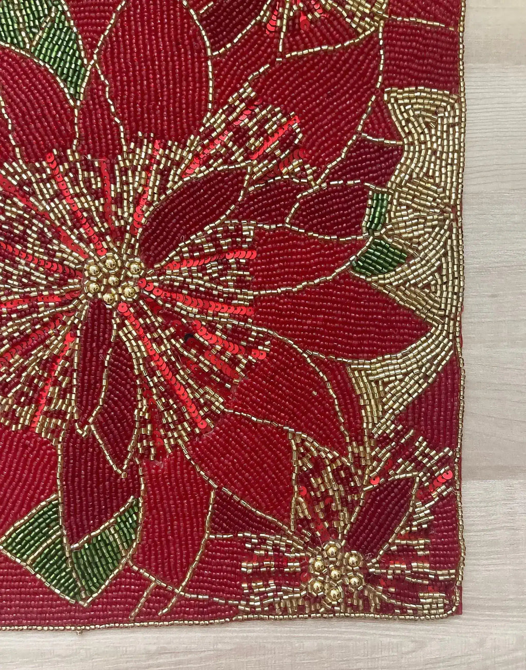 Christmas Poinsettia Square Beaded Placemat