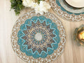 Blue Bohemian Round Beaded Placemats - Set of 6
