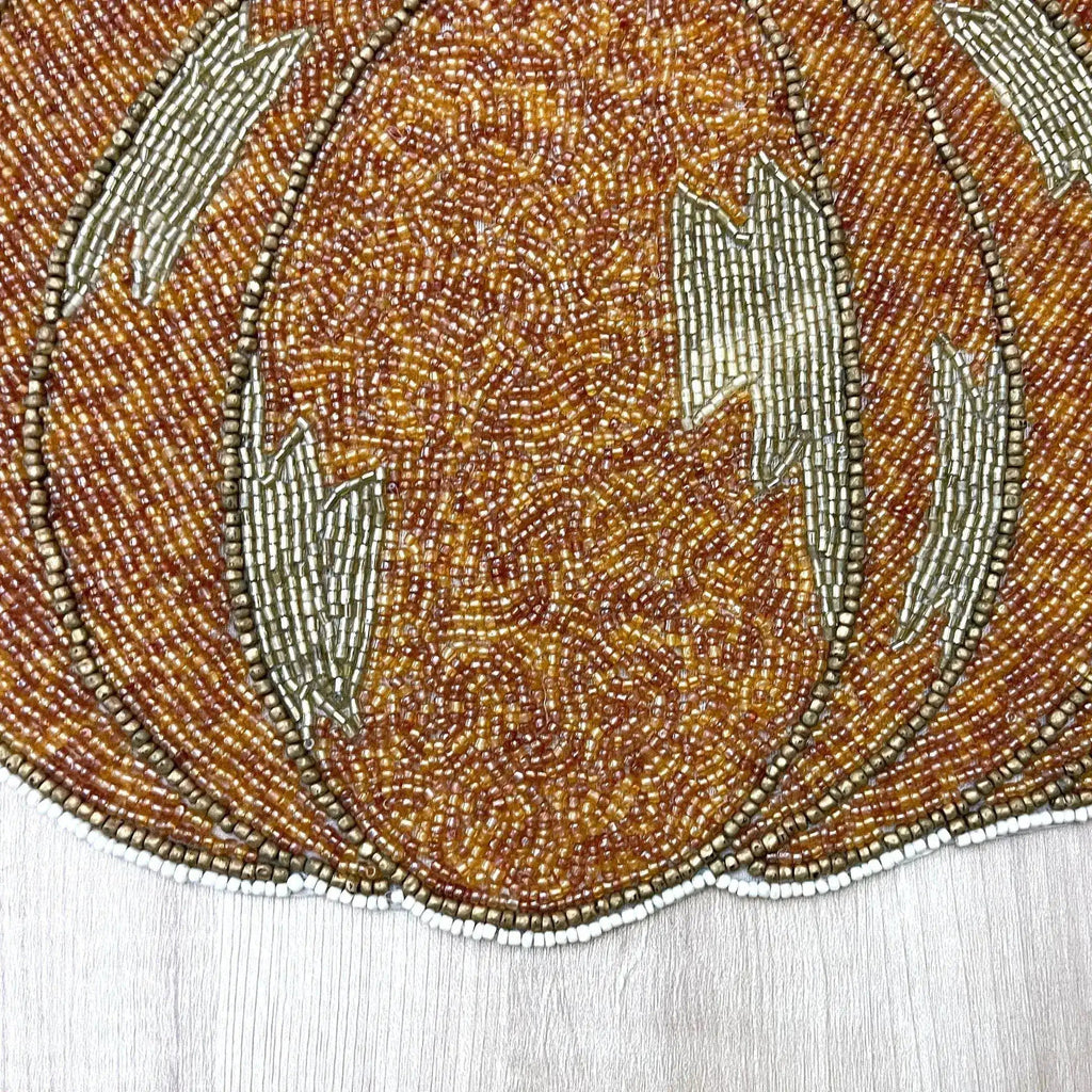 Orange Pumpkin Harvest Beaded Placemat - Set of 4