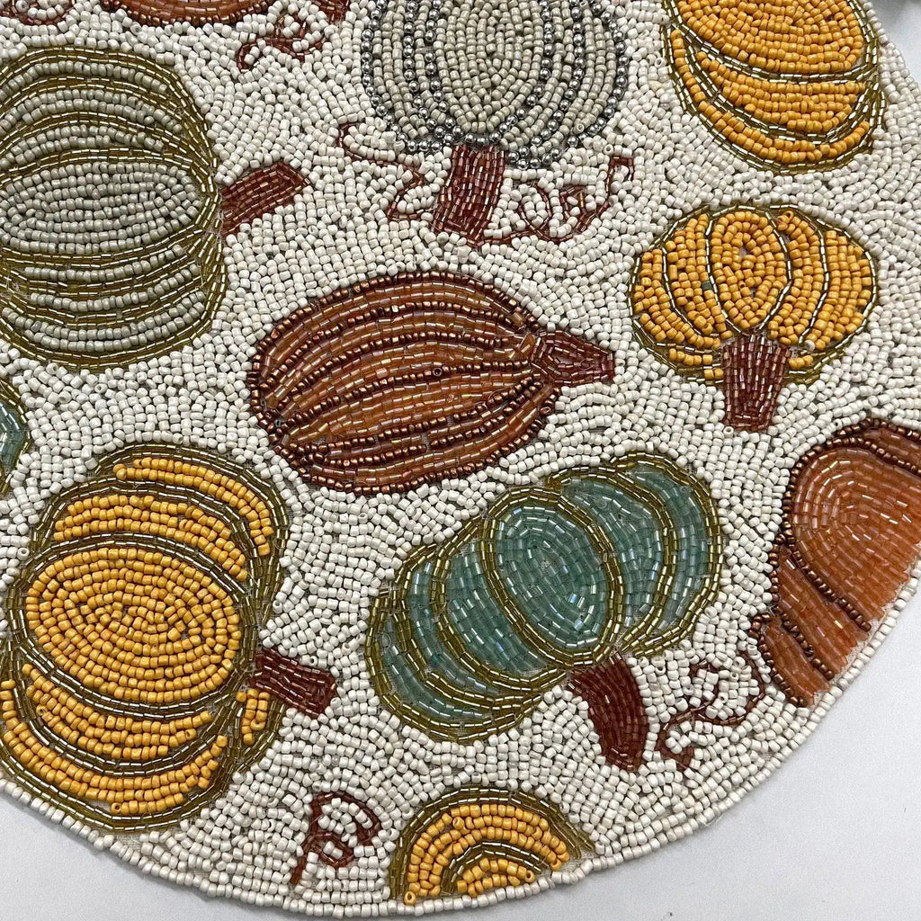 For the Love of Pumpkin Round Beaded Placemat - Set of 4