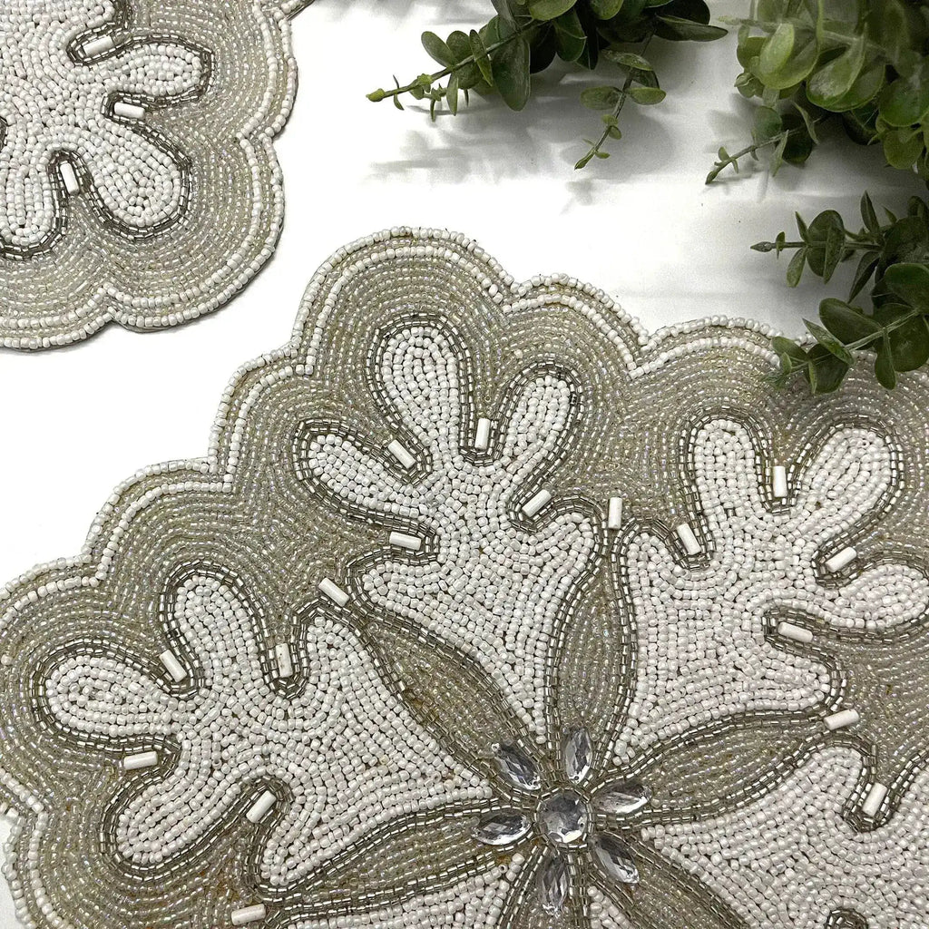 Christmas Snowflake Beaded Placemat - Set of 4