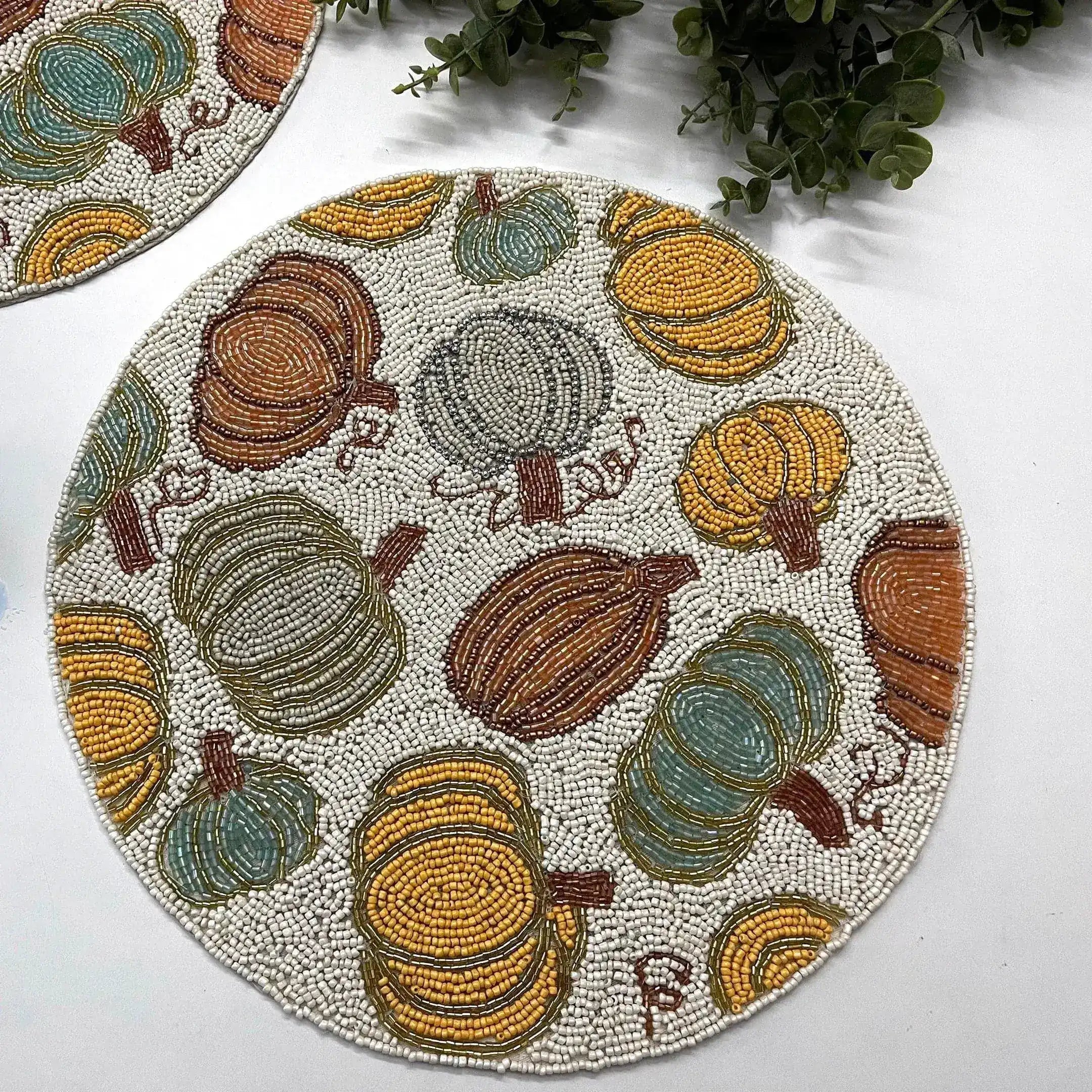 For the Love of Pumpkin Round Beaded Placemat - Set of 4
