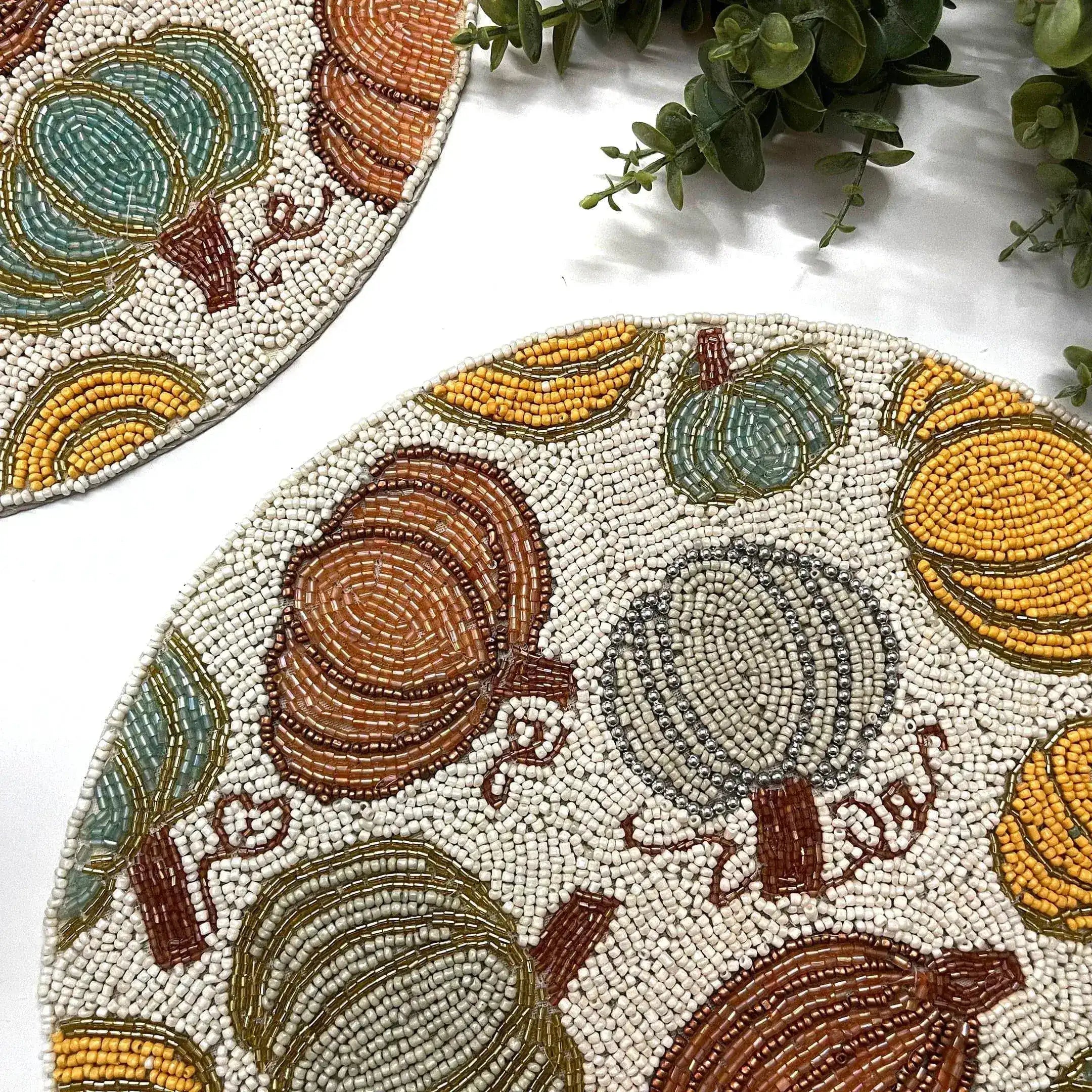 For the Love of Pumpkin Round Beaded Placemat - Set of 4