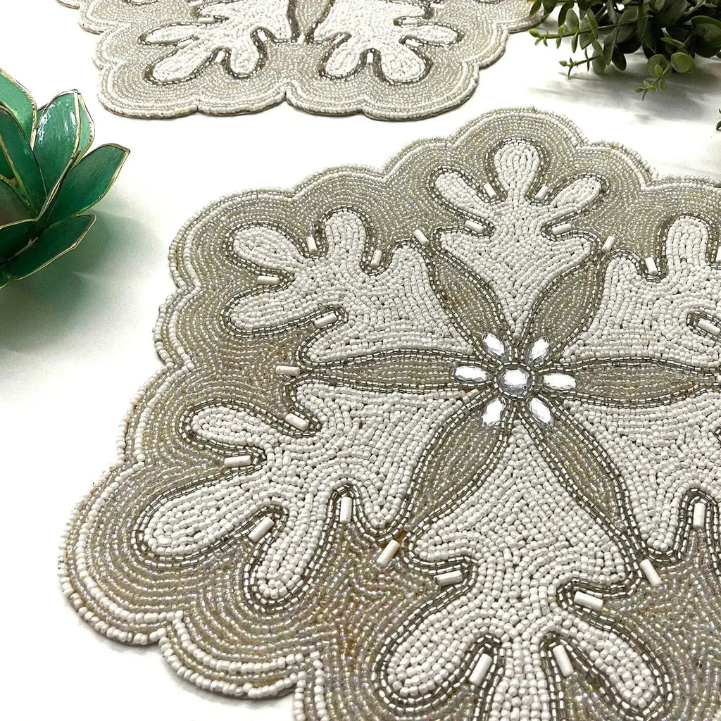 Christmas Snowflake Beaded Placemat - Set of 4