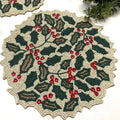 Christmas Holly Berry Round Beaded Placemat