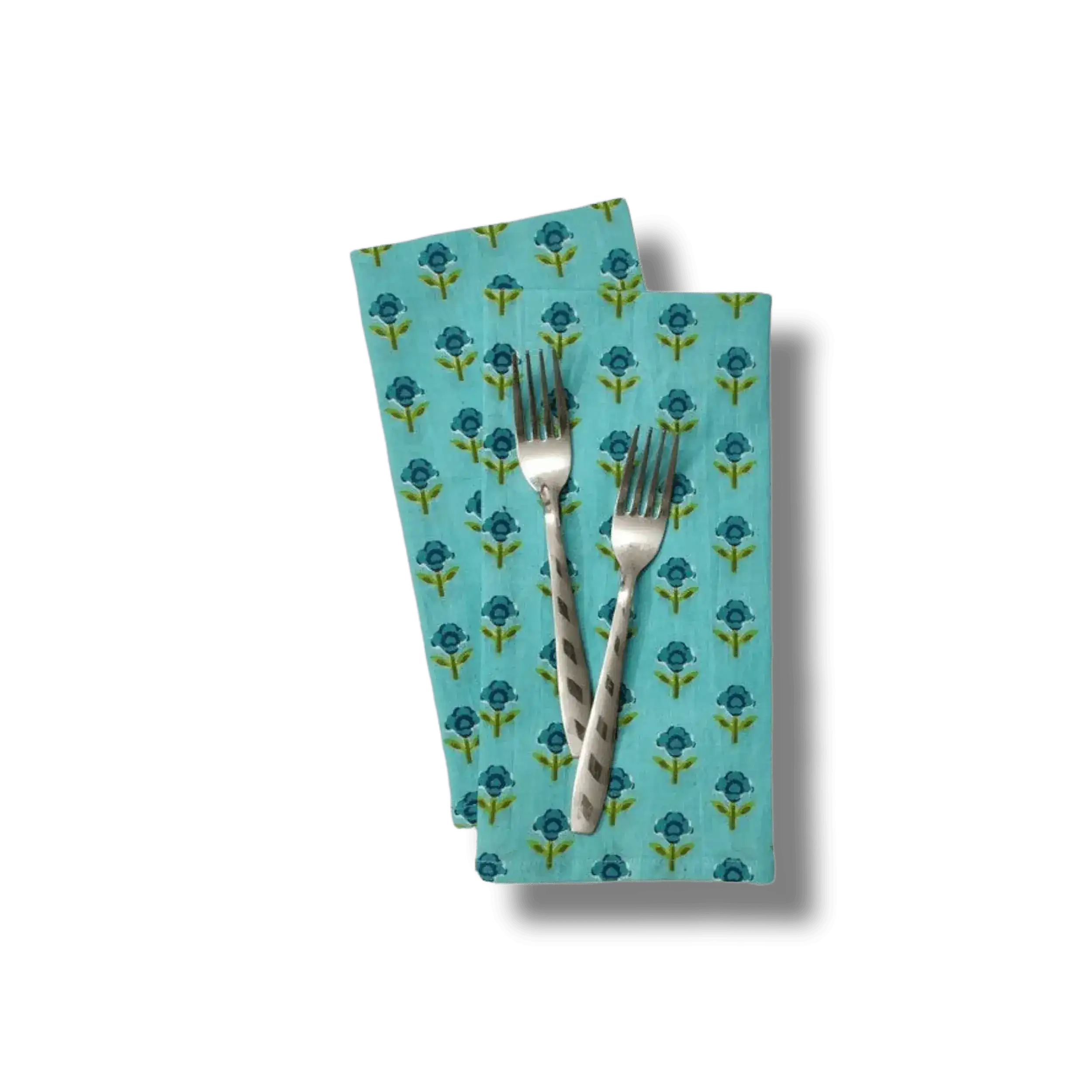 Indian Roses Floral Block Printed Cotton Napkins