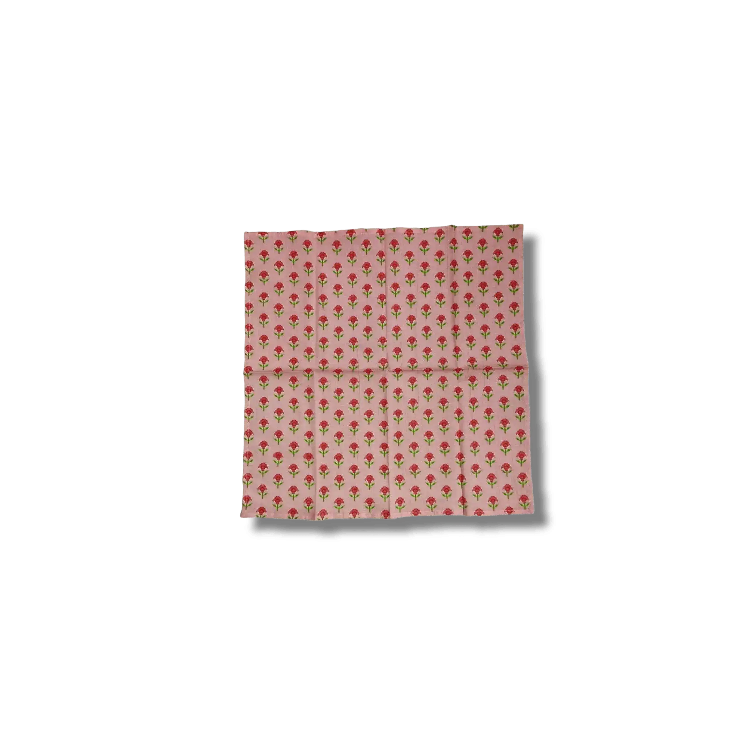 Indian Roses Floral Block Printed Cotton Napkins