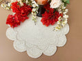 Large Pearl Flower Round Beaded Placemat Set of 4