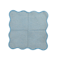 Light Blue Scalloped Striped Cotton Napkins