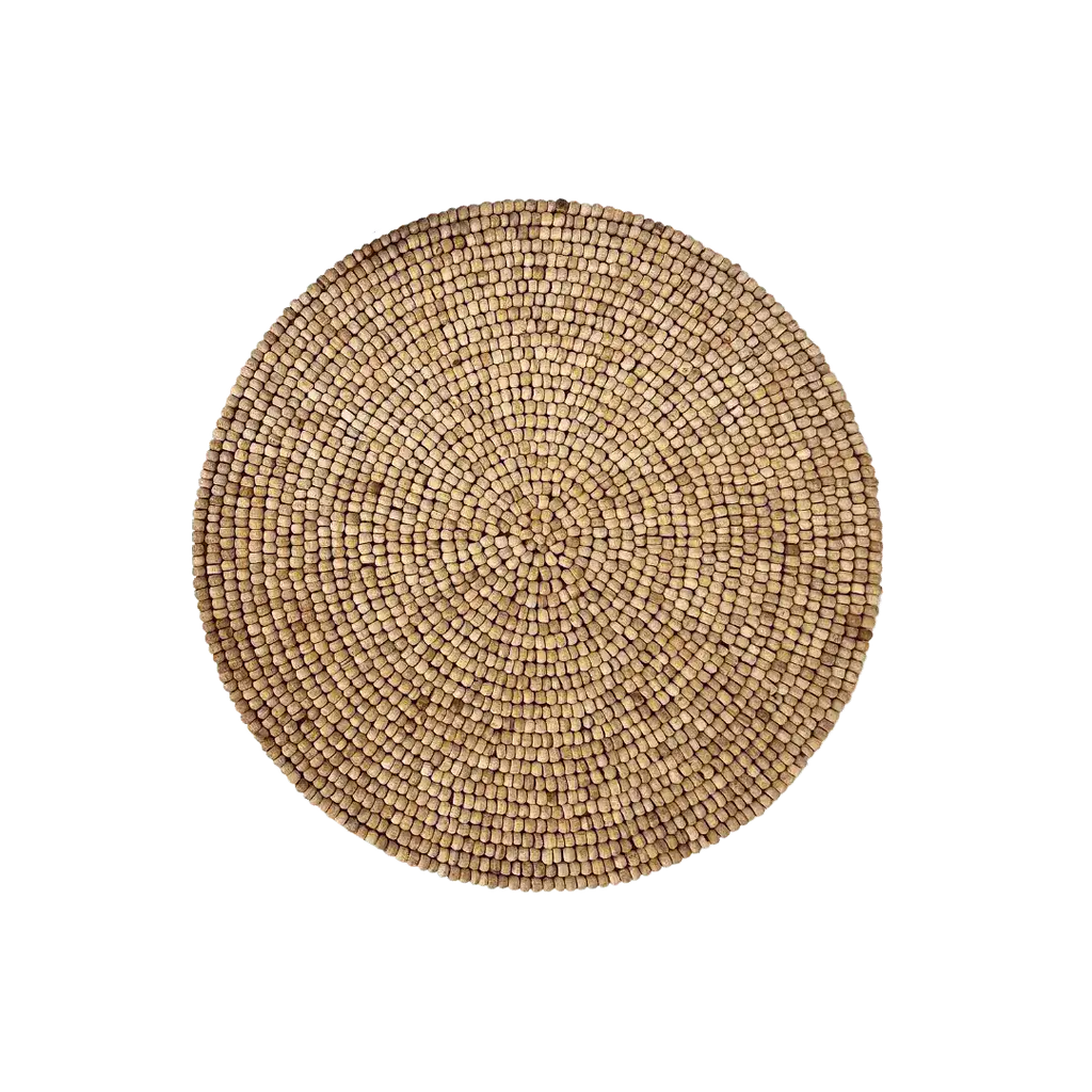 Light Oak Round Wooden Beaded Placemat