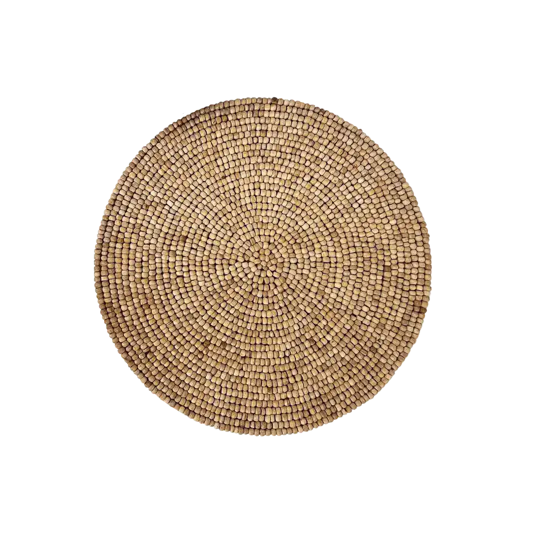 Light Oak Round Wooden Beaded Placemat
