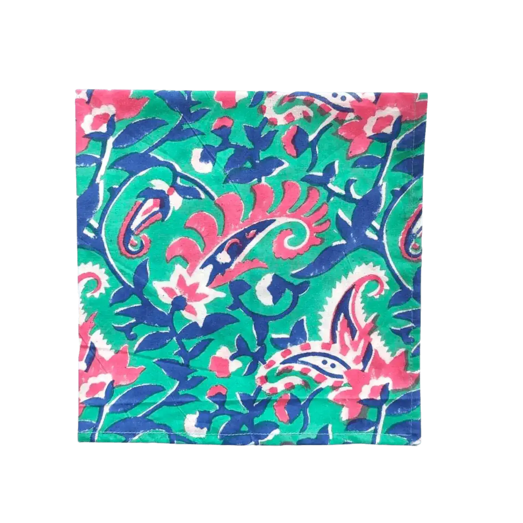 Lily Hand Block Print Cotton Napkins