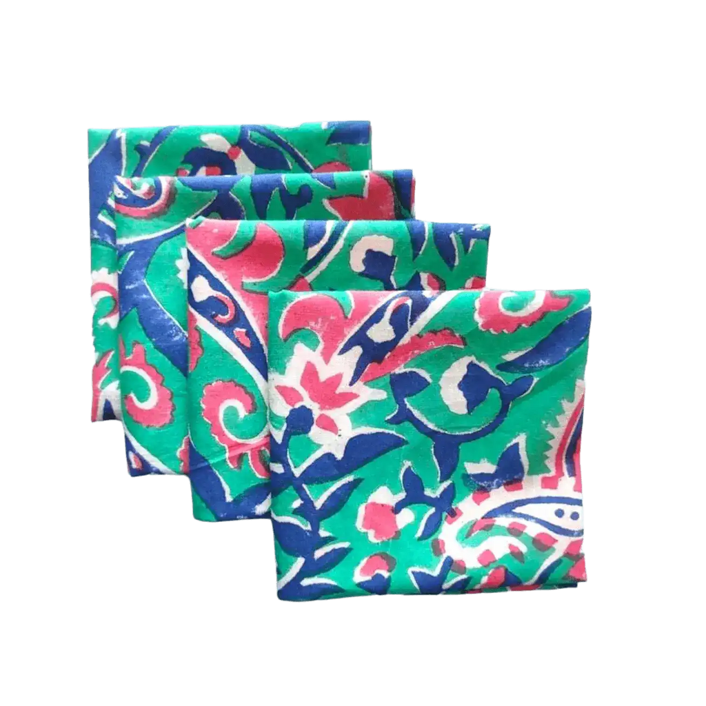 Lily Hand Block Print Cotton Napkins