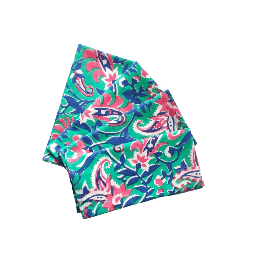 Lily Hand Block Print Cotton Napkins