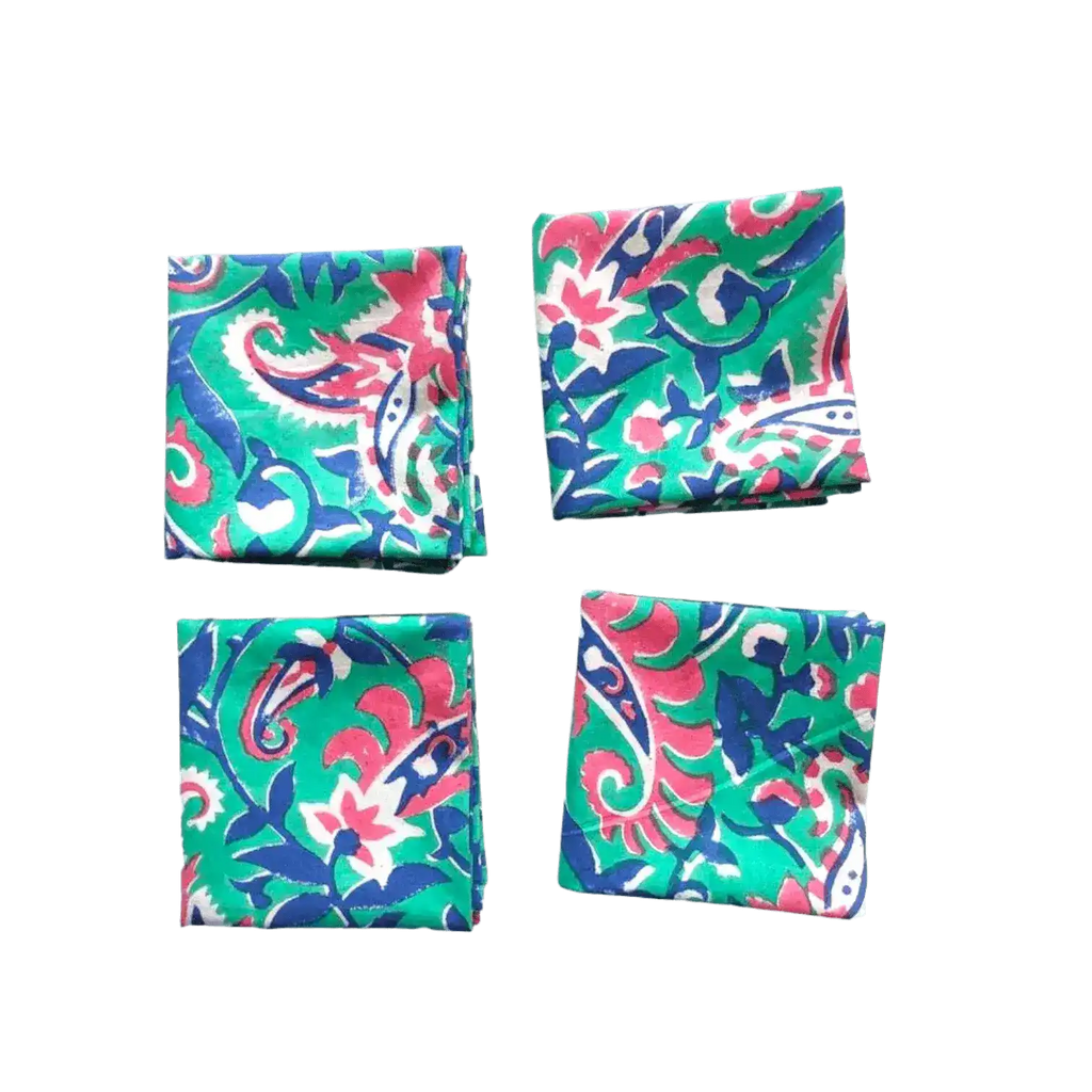 Lily Hand Block Print Cotton Napkins