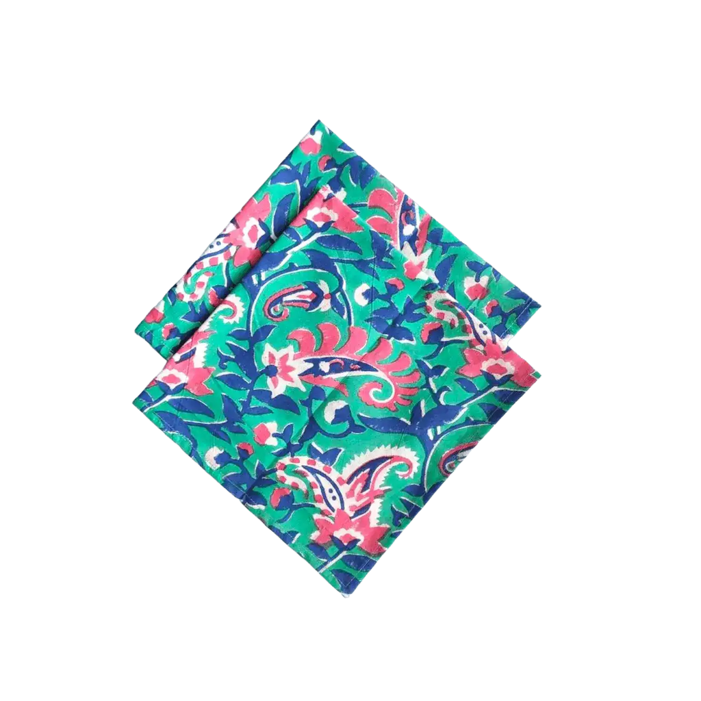 Lily Hand Block Print Cotton Napkins