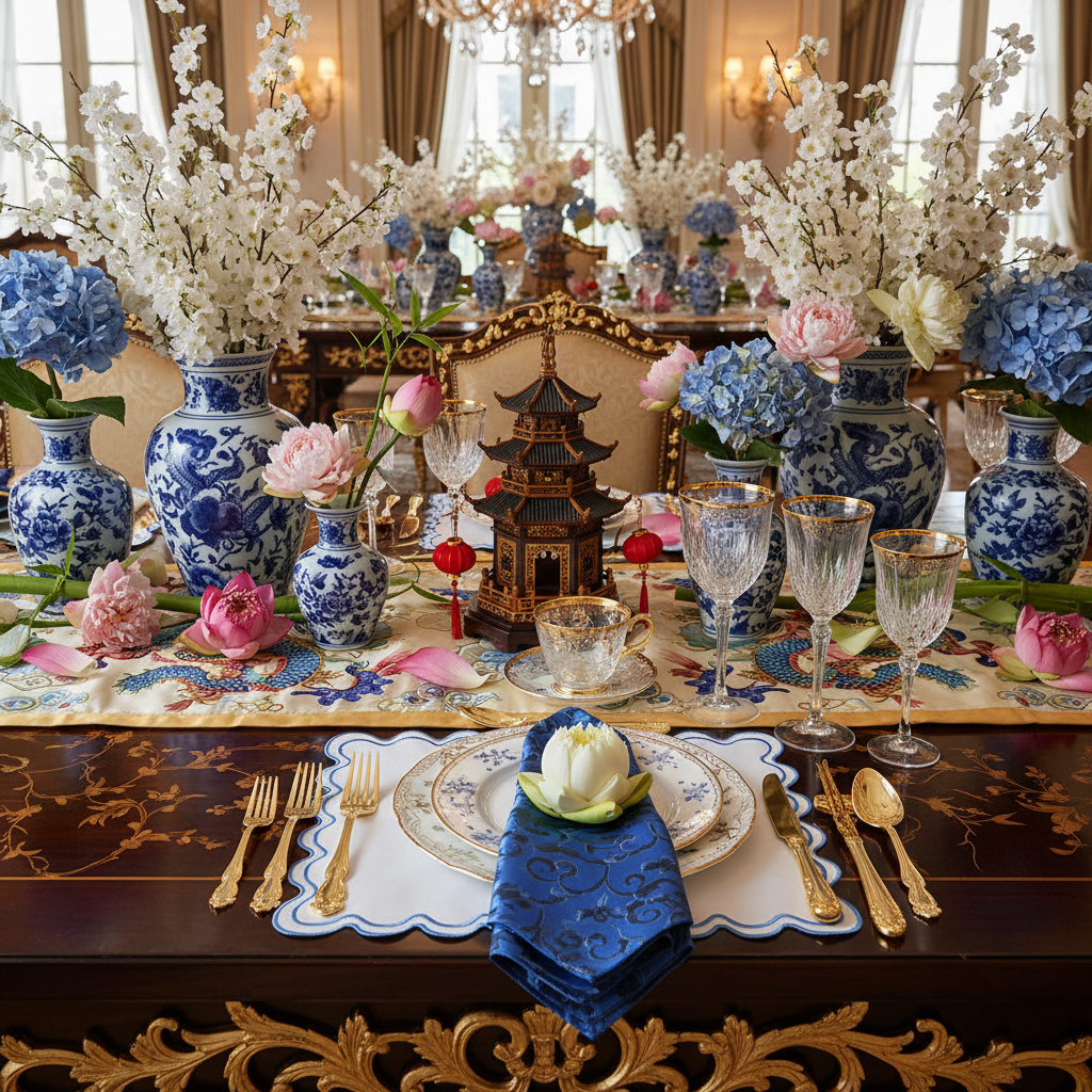 Luxurious Blue Scalloped Placemats