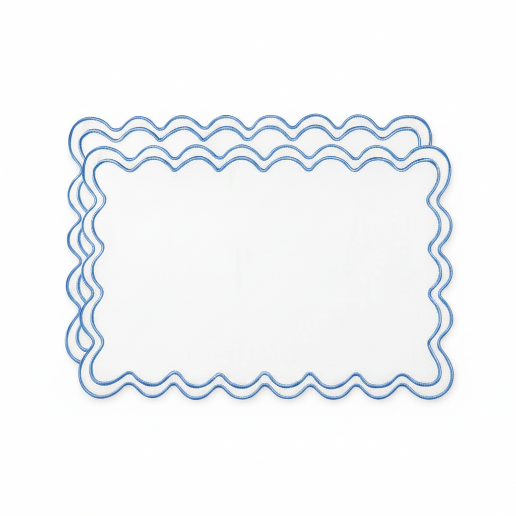 Luxurious Blue Scalloped Placemats
