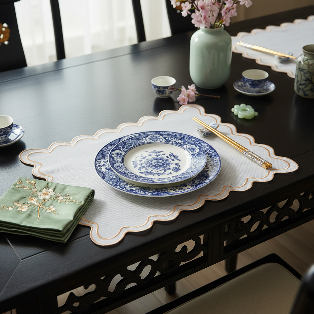 Luxurious Tan Bordered Placemat set of 4