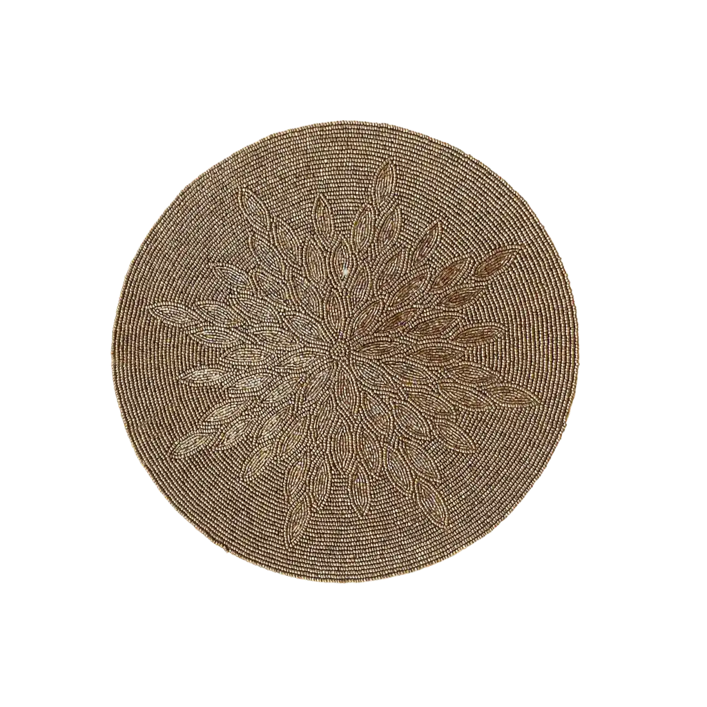Marjory Round Beaded Placemat - Antique Gold