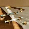 Meg Brass and Marble Cabinet Door Pulls - White