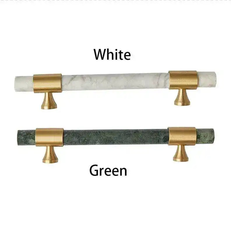 Meg Brass and Marble Cabinet Door Pulls - White