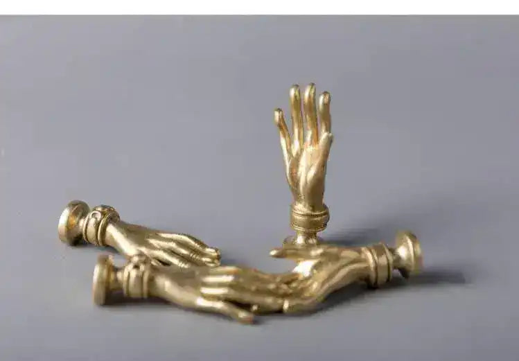 Mini Gold Hand Cabinet Drawer Knobs - Set of 2