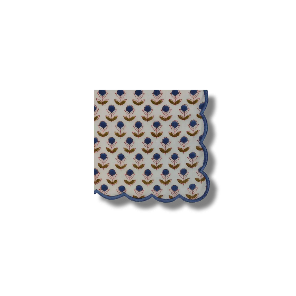 Mini Scallop Denim Blue Cotton Napkins