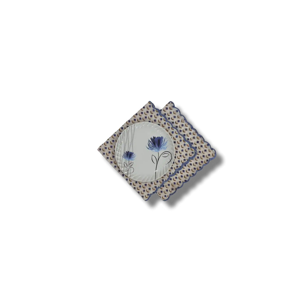 Mini Scallop Denim Blue Cotton Napkins