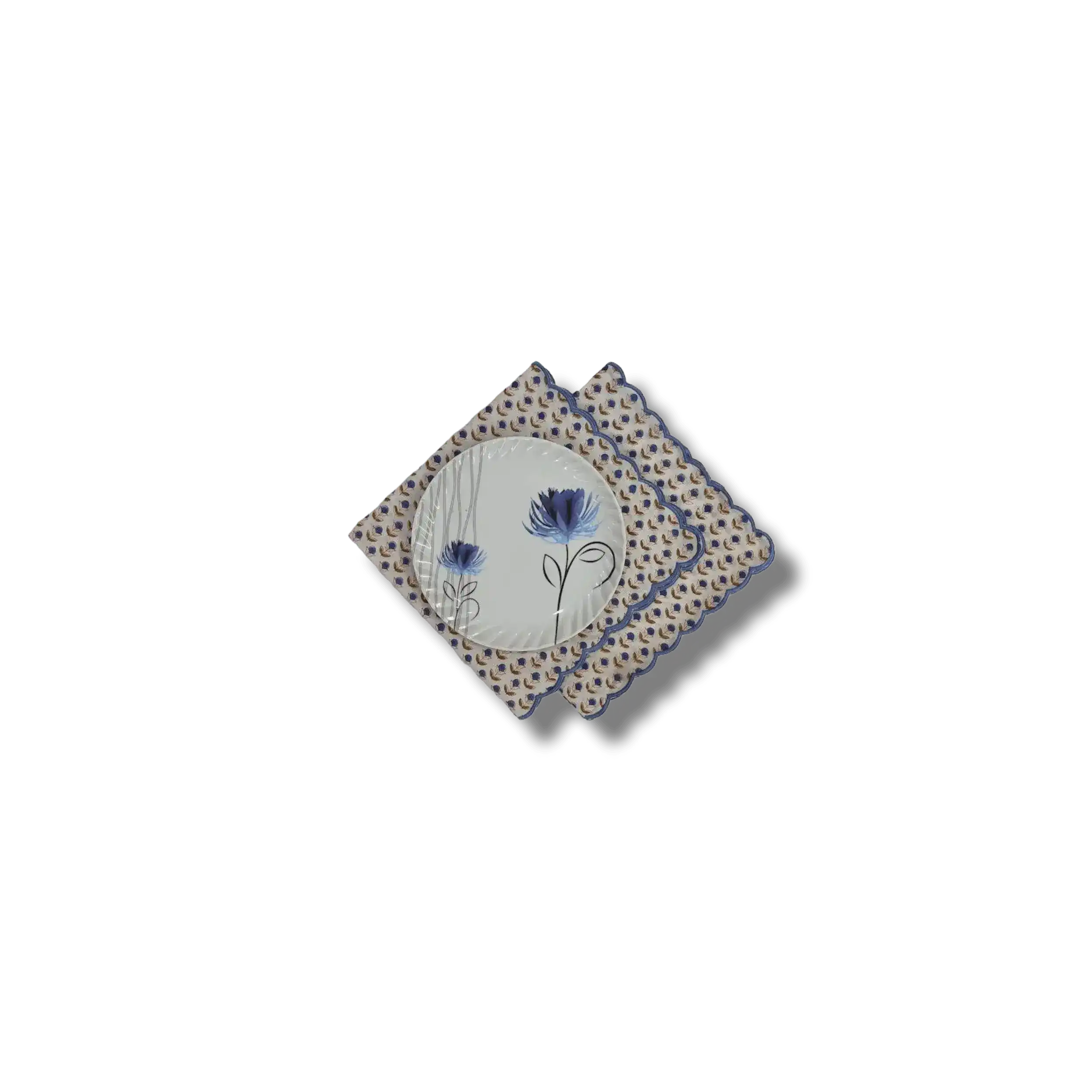 Mini Scallop Denim Blue Cotton Napkins